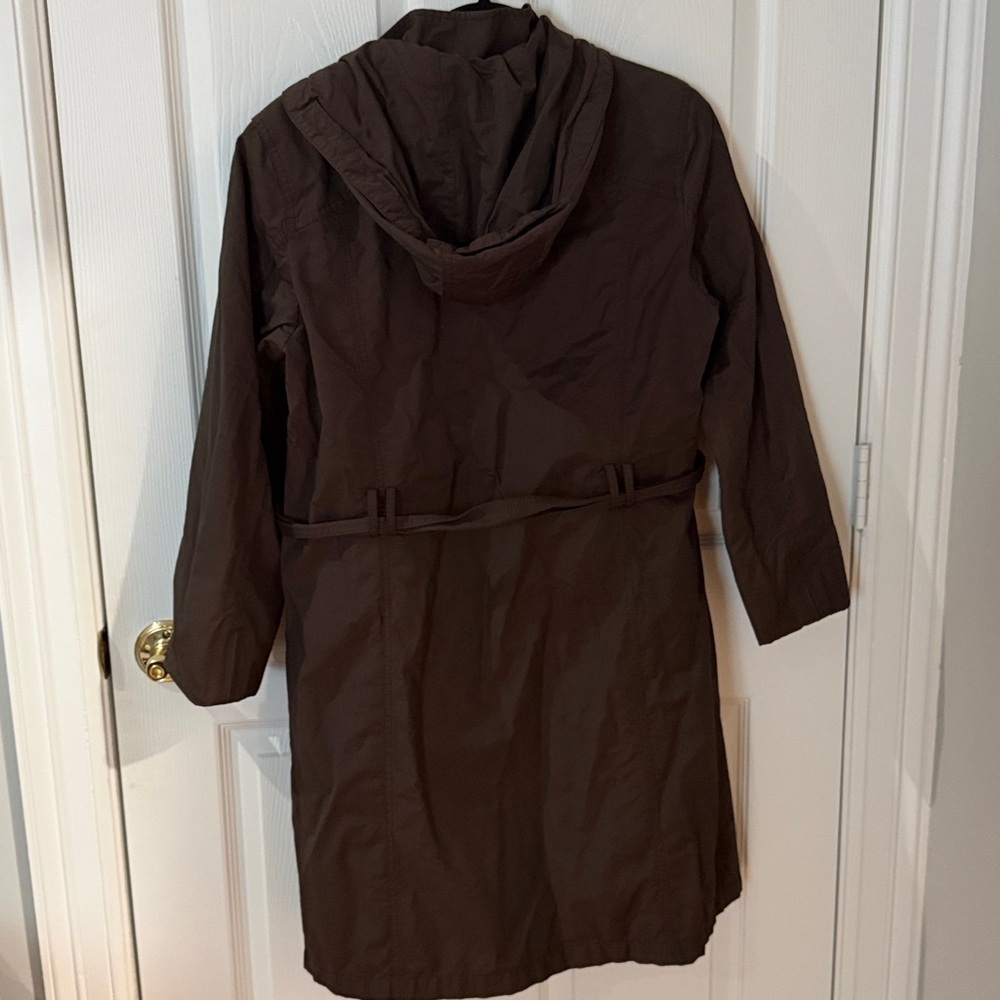Gallery Dark Brown Utility Jacket heavy trench with hood size medium - Picture 4 of 4